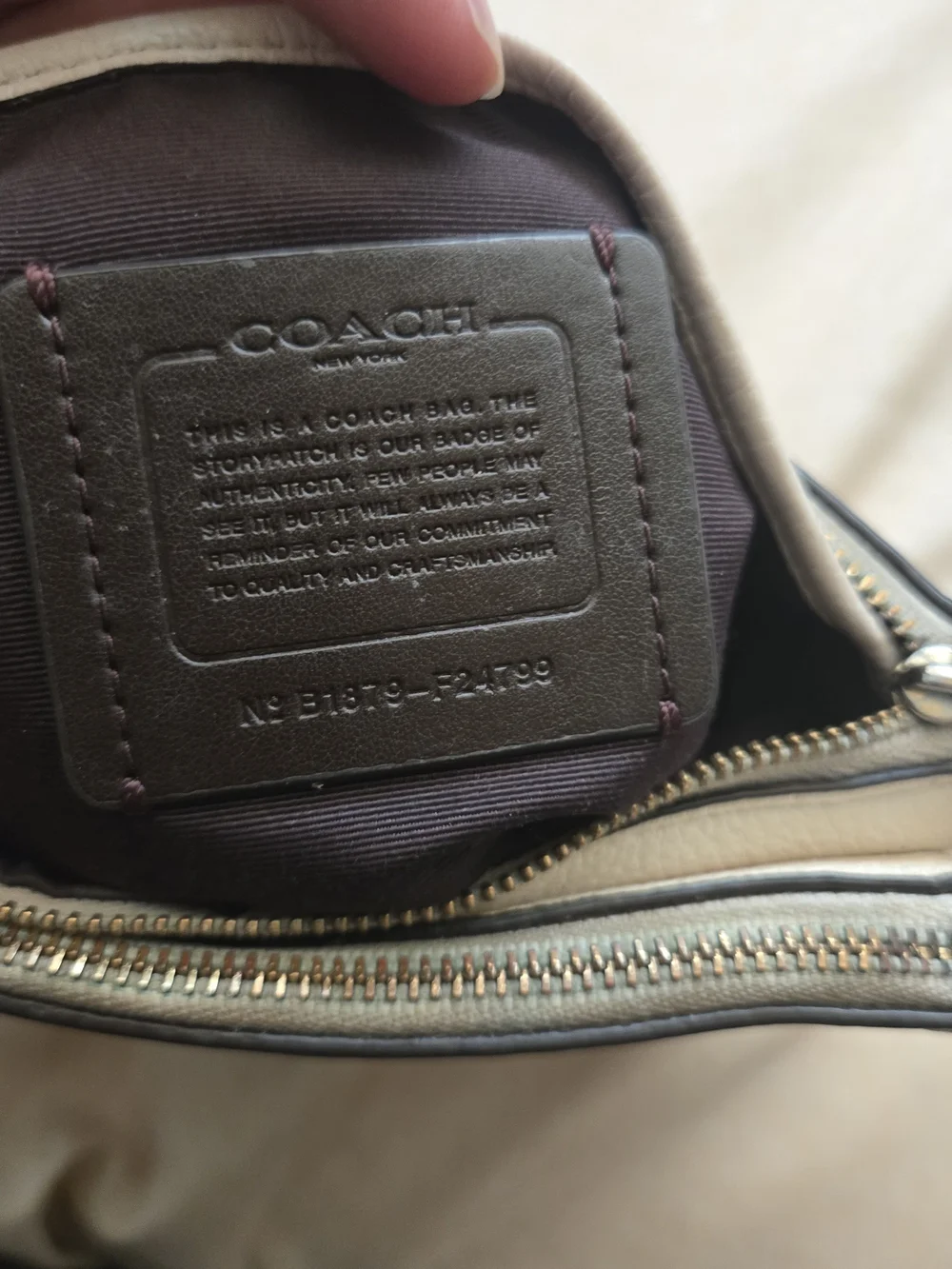 Coach Pebbled Leather Zip Pouch in Light Gray